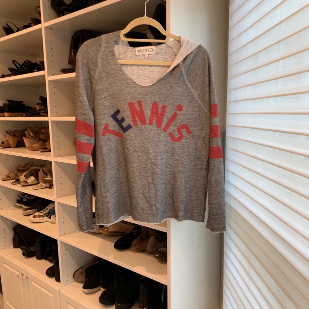 Wildfox grey hooded “tennis” sweatshirt